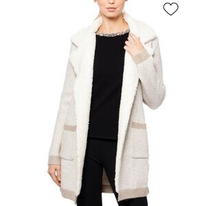 Love Token Candie beige and cream dual pocket open cardigan